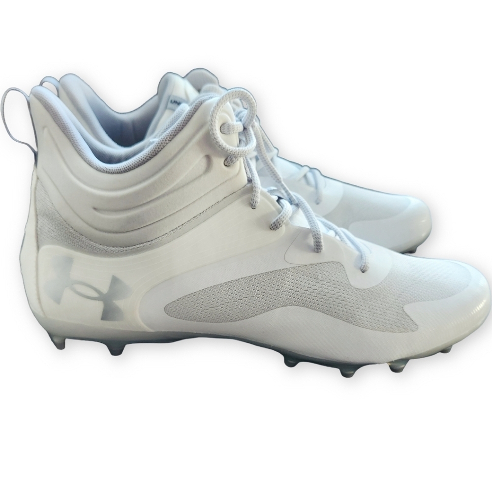 New Under Armour Command MC Mid UA Lacrosse Cleats White Mens 15 - Picture 2 of 7